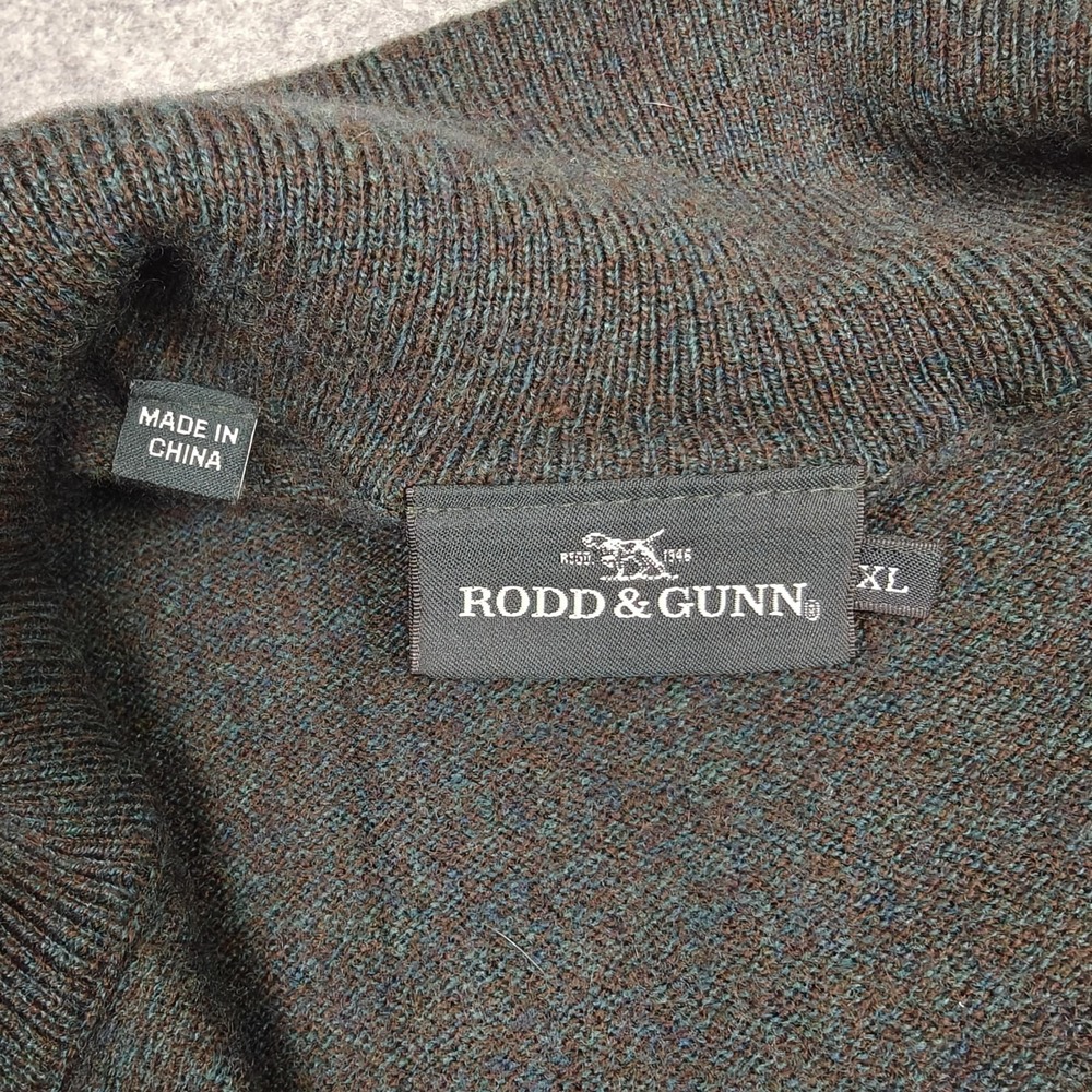 Rodd & Gunn Sweater Mens XL Green 1/4 Zip Mock Neck Wool Cashmere Knit Pullover - Picture 3 of 9